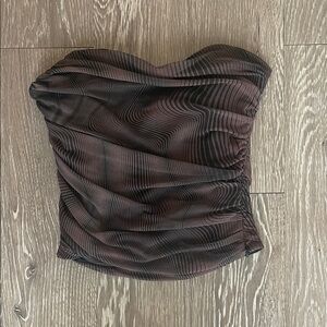 Zara Brown and Black Strapless Blouse